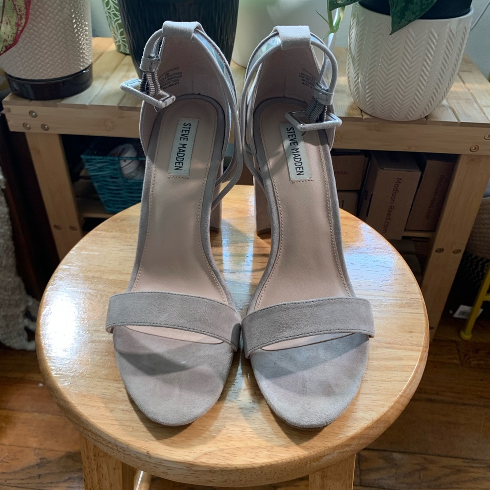 Clear Strap Suede Heel